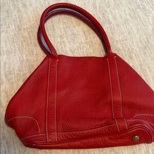 J. Crew Borge Garveri Red Leather Tote with Dual Top Handles
